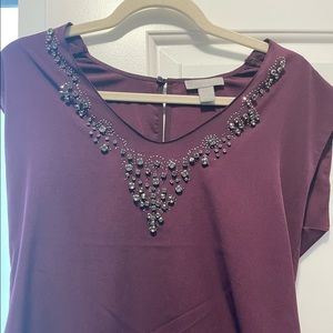 Purple Short sleeve blouse bejeweled